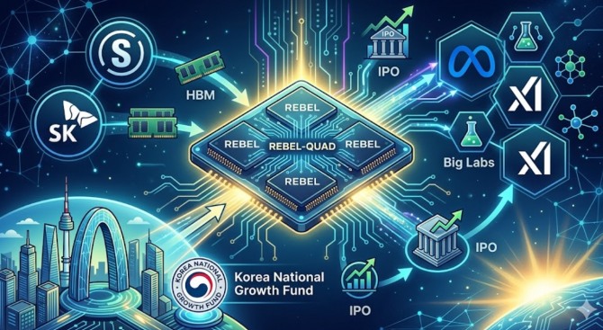 한국의 인공지능(AI) 반도체 스타트업 리벨리온(Rebellions)이 기업공개(IPO)를 앞둔 최종 관문에서 기업가치 23억 4000만 달러(약 3조 5500억 원)를 인정받으며 글로벌 AI 생태계의 '핵심 플레이어'로 부상했다. 이미지=제미나이3