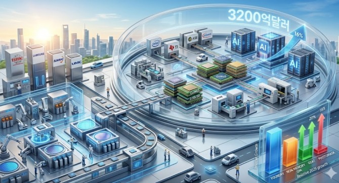 2025년 글로벌 파운드리 2.0 시장 매출은 전년보다 16% 증가한 3200억 달러(약 483조 원)로 역대 최고치를 새로 썼다. 이미지=제미나이3