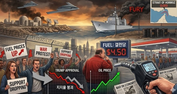 미국 소비자들이 이번에는 버티기 어렵다는 경고가 금융가에 울려 퍼지고 있다. 2022년 러시아의 우크라이나 침공 당시 에너지 가격 폭등을 이겨낸 저력이 지금은 사라졌다는 분석이다. 이미지=제미나이3