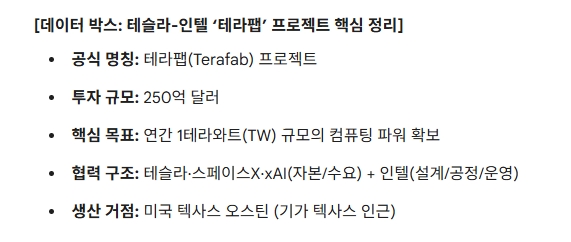 테슬라-인텔 ‘테라팹’ 프로젝트 핵심 정리. 도표=글로벌이코노믹