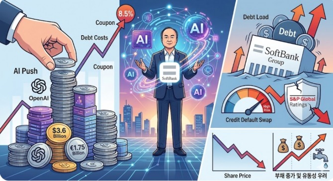 소프트뱅크 'AI 도박'에 신용 경고등… 5조 원대 정크본드 발행 강행