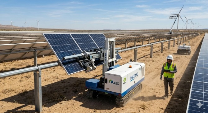 재생에너지 프로젝트 전 공정에 걸쳐 로봇 자동화가 급격히 확산되고 있다. 이미지=제미나이3