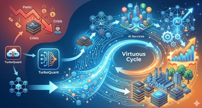  터보퀀트가 메모리 수요를 갉아먹는 칼이 아니라, AI 서비스 저변을 넓히는 강력한 '촉매제'로 작동하고 있다. 이미지=제미나이3