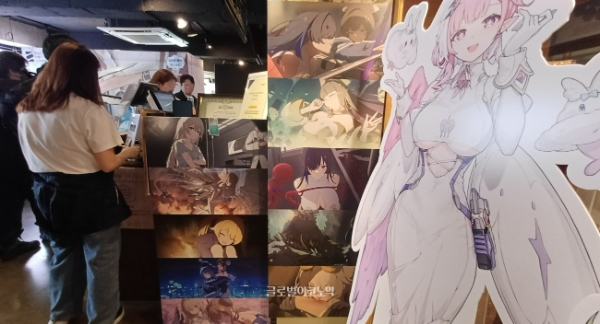 다양한 인게임 일러스트들이 전시됐다. 사진=이원용 기자