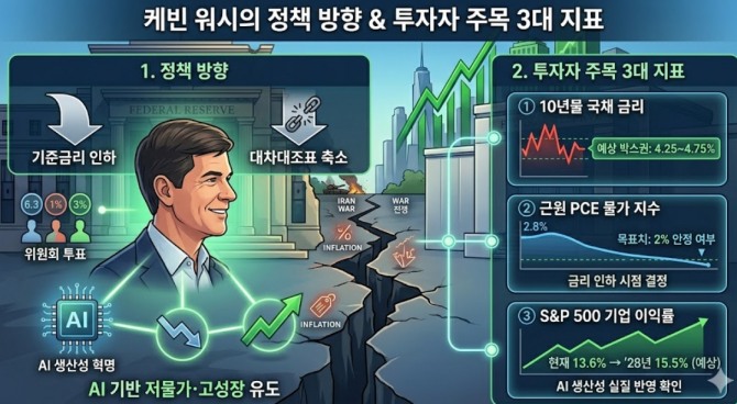 케빈 워시의 정책 방향과 투자자가 주목할 3가지 지표. 이미지=글로벌이코노믹