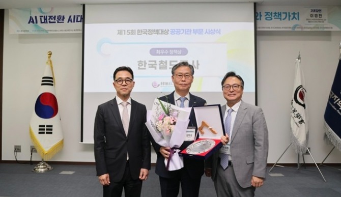 코레일, AI 혁신으로 한국정책학회 '최우수 정책상'...AI·디지털 트윈 정비 플랫폼 운영성과 인정