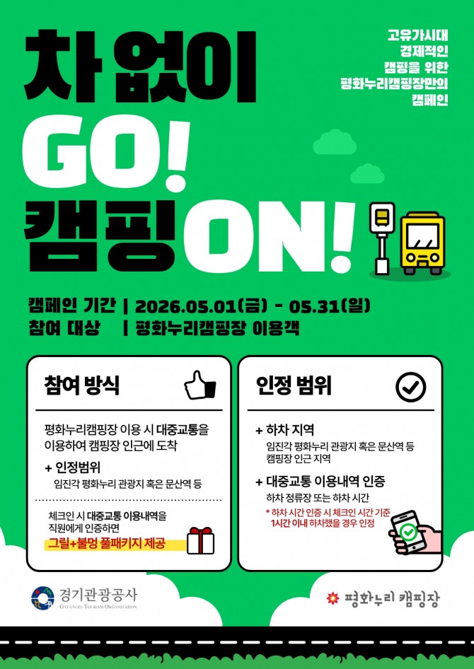 경기관광공사 고유가 대응 캠페인 '차 없이 GO, 캠핑 ON' 포스터. 자료=경기관광공사