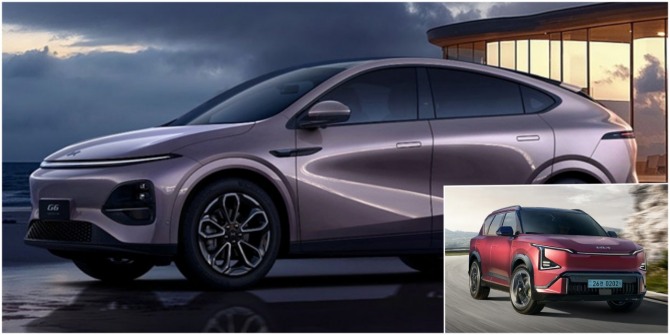 샤오펑 G6, 기아 EV5(박스) 사진=각사