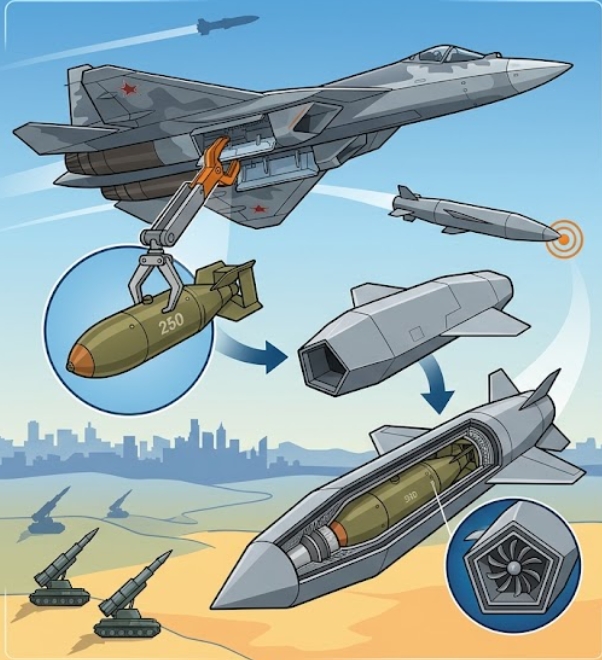 Su-57 및 스텔스 폭탄 관련 보도 이미지