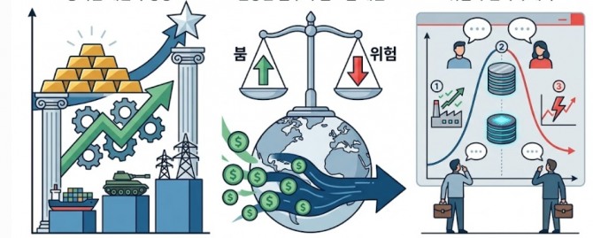 삼성전자와 SK하이닉스 두 거인의 시가총액 합계가 시장의 50%를 장악하자 과열 우려가 고조된다. 그러나 글로벌 월가의 해외 기관투자자들은 이를 위험 신호로 보지 않는다. 이미지=제미나이3