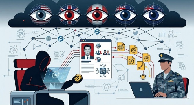 미국과 영국 등 서방 정보동맹 '파이브 아이즈(Five Eyes)'가 소셜미디어를 악용한 중국의 간첩 공작에 대해 사상 최초로 공동 경보를 발령했다. 이미지=제미나이3