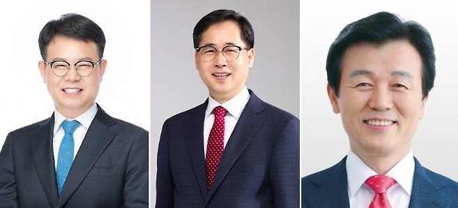 더불어민주당 갈상돈 후보(왼쪽부터), 국민의힘 한경호 후보, 무소속 조규일 후보. 사진= 각 후보측 캠프