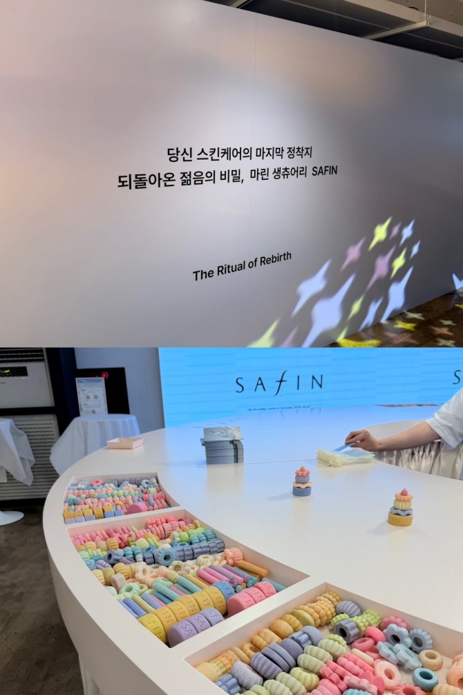 사핀 팝업스토어 내 캔들 만들기 체험 공간. 사진=황효주 기자