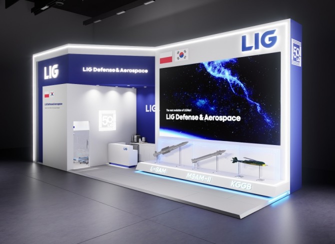 ‘제34회 폴란드 국제방산전시회(MSPO)’ LIG D&A 전시관 전경. 사진=LIG D&A