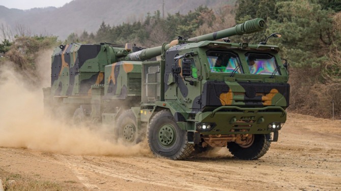 한화디펜스USA가 미 육군과 6문을 공급하기로 계약한 K9 차륜형 자주포(K9 Mobile Howitzer∙K9MH).사진=한화에어로스페이스