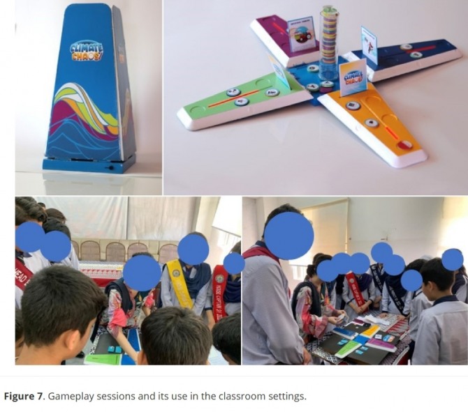 2026년 4월 국제학술지 ‘Journal of Experiential Education’에 발표된 기후변화 게임형 교육 효과 연구논문에 실린 사진. 파키스탄 학생들이 기후변화 교육용 보드게임 ‘Climate Chaos’를 체험하고 있다. 사진=Journal of Experiential Education