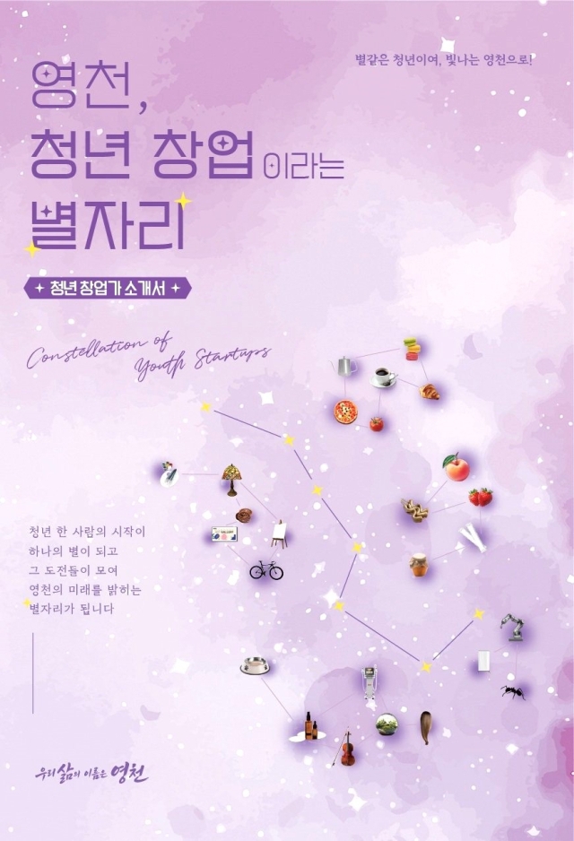 영천시가 지역 청년창업가 56개 업체의 제품과 서비스를 소개하는 75쪽 분량의 홍보책자 '영천, 청년창업이라는 별자리'를 발간했다. 책자에는 청년창업 특화거리 점포와 지역 청년기업의 제품·이용 정보 등을 담아 판로 확대를 지원한다. 사진=영천시