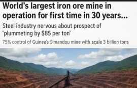 세계 최대 기니 철광석 광산 30년 만에 가동