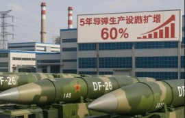 中, 5년간 미사일 생산시설 60% 급속히 확장