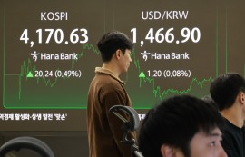 코스피, 외인 매수에 0.49%↑4170.63 마감