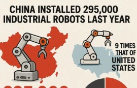 中, 작년 산업 로봇 29.5만대 설치 '美 9배'