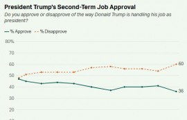 트럼프 지지율 36%...백악관 재입성 후 최저