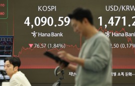 코스피, 'AI 거품론' 재점화에 1.84% 하락