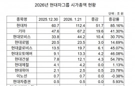 현대차그룹 시총, 300조원대로 몸집 키웠다