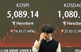 코스피, AI 우려 속 1.44%↓5089.14 마감