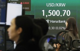 환율, 달러 강세·외인 주식 매도에 1500원대