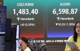 코스피, 외국인 매도세에 1.38% 하락 마감