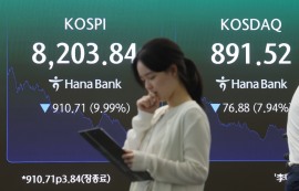 코스피 9.9% 폭락...삼전 시총 1위 탈환 실패