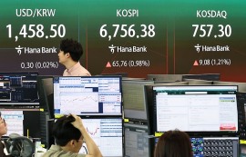 코스피, 장중 등락 끝 0.97%↑6700선 마감