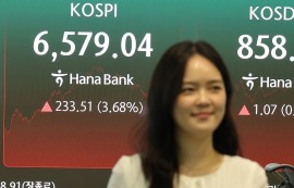 코스피, 삼전·닉스 급등에 3%대↑ 6579.04