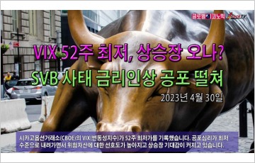 [동영상] VIX 52주 최저, 상승장 오나?…SVB 사태·금리인상 공포 떨쳐